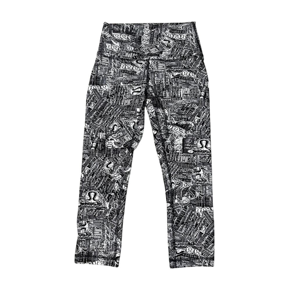 Lululemon Wunder Train High-Rise Crop 21" Tear It Up Alpine White Black